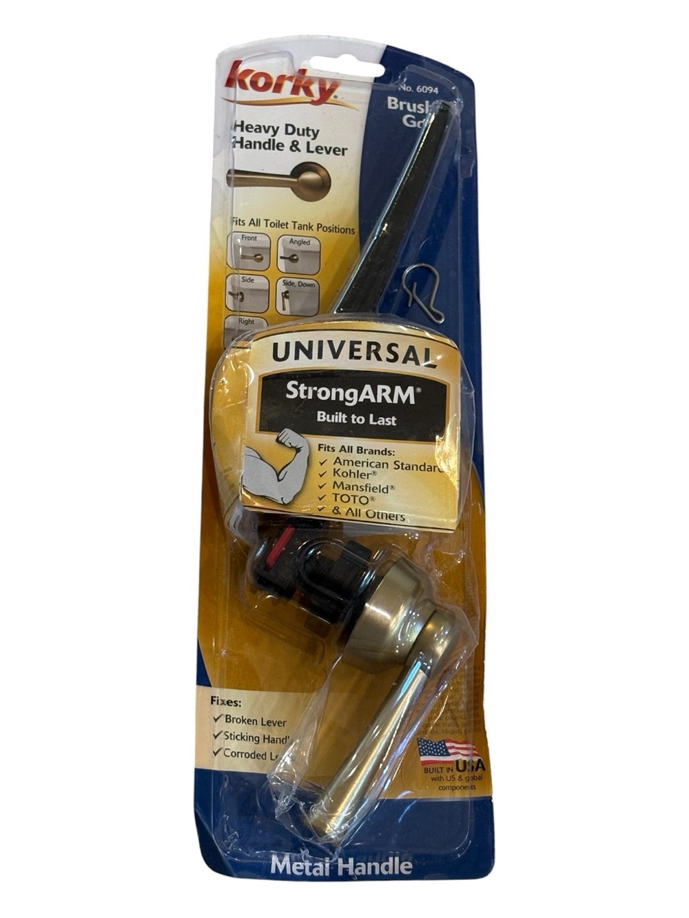 Korky StrongARM Universal Toilet Flush Handle (Model 6094) in brushed gold